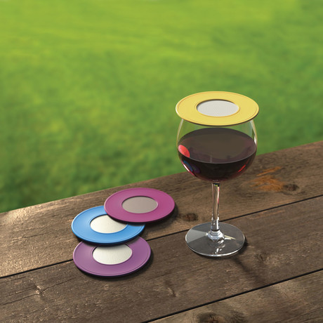 Drink Tops Ventilated Wine Glass Covers // Set Of 4 (Black + Gray)