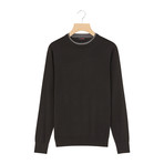 Wool Round Neck Pullover // Black (XL)