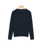 Wool V-Neck Pullover // Navy (XS)