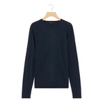 Wool Round Neck Pullover // Navy (XL)