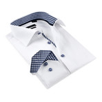 Button-Up Shirt // White + Navy + Gray Check (XL)