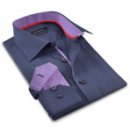 Samuel Button-Up Shirt // Charcoal + Purple (L)