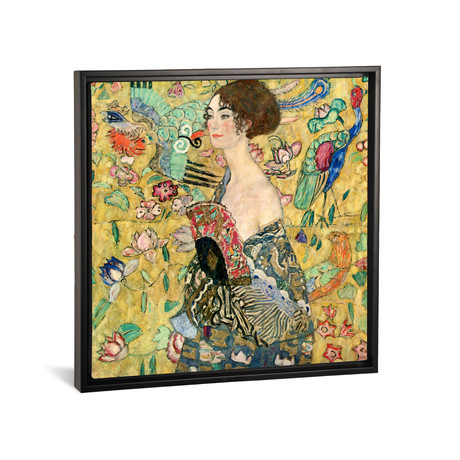Lady with a Fan // Gustav Klimt // Framed (18"W x 18"H x 0.75"D)