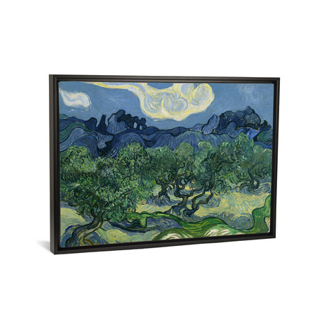 Olive Trees with the Alpilles in the Background // Vincent van Gogh // Framed (18"W x 26"H x 0.75"D)