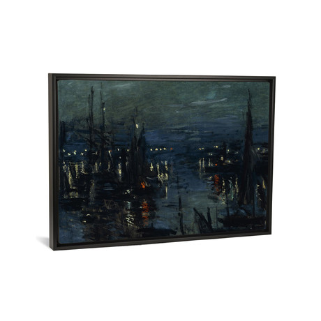 The Port of Le Havre, Night Effect (Le Port de Havre, effet // Claude Monet // Framed (18"W x 26"H x 0.75"D)