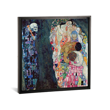 Death And Life, c.1911 // Gustav Klimt // Framed (18"W x 18"H x 0.75"D)