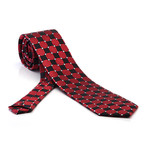 European Exclusive Silk Tie + Gift Box // Red & Black Squares with White Dots