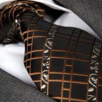 European Exclusive Silk Tie + Gift Box // Black + Brown Squares