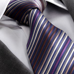 European Exclusive Silk Tie + Gift Box // Blue + Purple Stripes