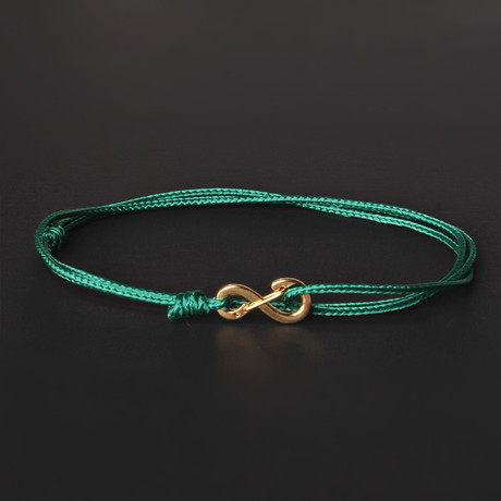 Infinity Cord Bracelet // Green + Gold