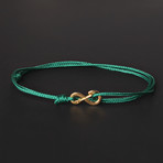 Infinity Cord Bracelet // Green + Gold