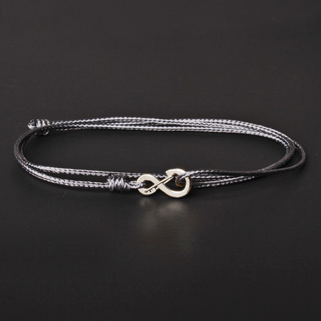 Infinity Cord Bracelet // Gray + Silver