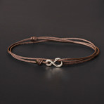 Infinity Cord Bracelet // Brown + Silver
