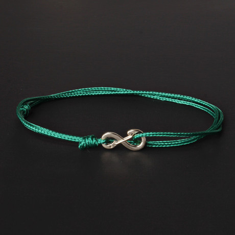 Infinity Cord Bracelet // Green + Silver