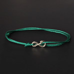 Infinity Cord Bracelet // Green + Silver