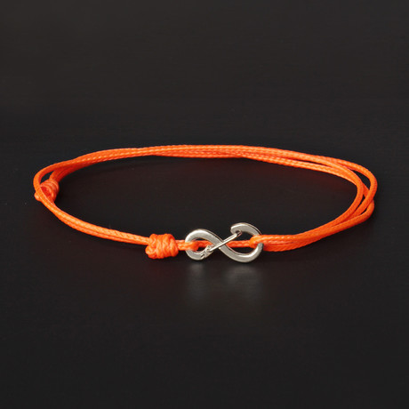 Infinity Cord Bracelet // Orange + Silver