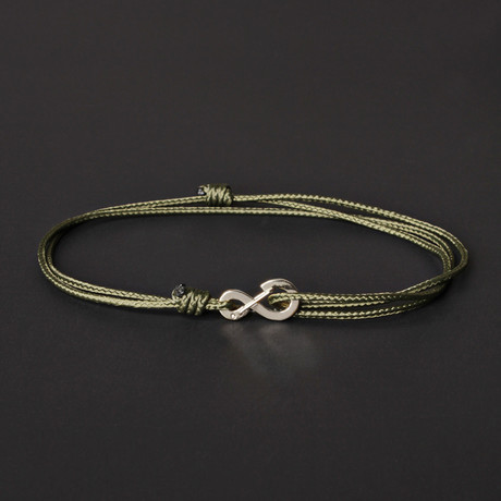 Infinity Cord Bracelet // Olive + Silver