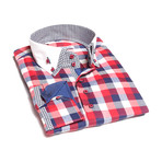 Reversible Cuff Button-Down // Red + White + Blue Checkered (S)
