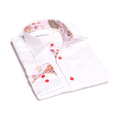 Reversible Cuff Button-Down // White + Colorful Paisley (S)