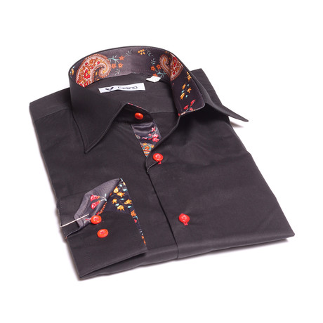 Celino // Reversible Cuff Button-Down // Black + Floral (3XL)