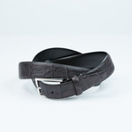 Crocodile Embossed Leather Belt // Gray (32)