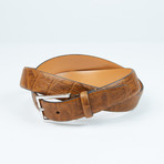 Crocodile Embossed Leather Belt // Cognac (32)