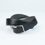 Reversible Pebble Leather Belt // Black + Gray (32)