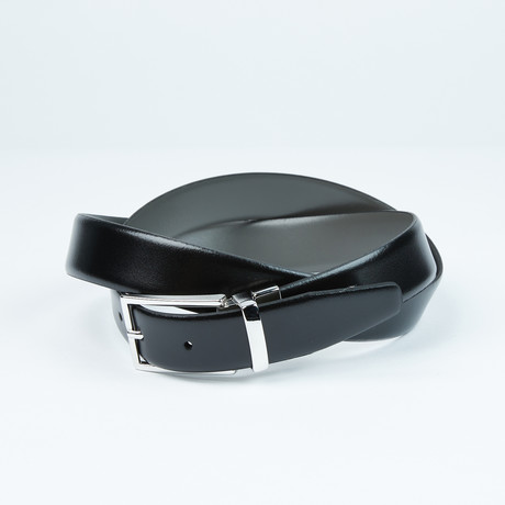 Reversible Smooth Calf Leather Belt // Black + Gray (32)