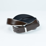 Reversible Smooth Calf Leather Belt // Brown + Navy (32)