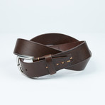 Contrast Stitch Full Grain Leather Belt // Brown + Tan (32)