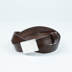 Perforated Flat Strap Belt // Brown (32)