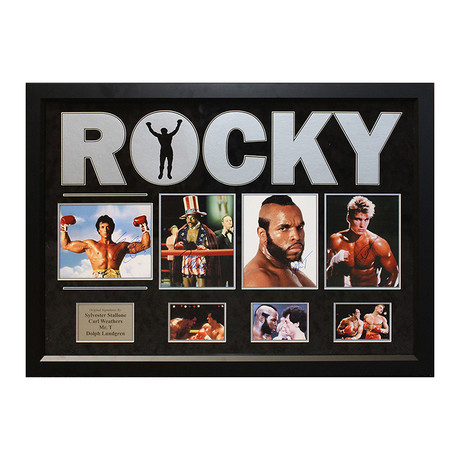 Framed + Signed Rocky Photo Collage // Syvester Stallone + Carl Weathers + Mr. T +Dolph Lundren