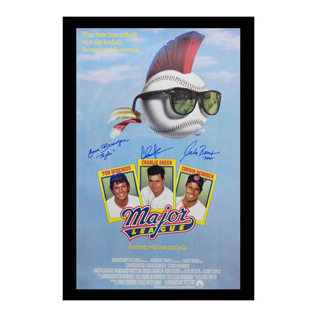 Signed Major League Movie Poster // Tom Berenger + Charlie Sheen + Corbin Bernsen