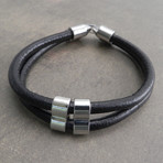 Double Wrap Leather Bracelet // Black