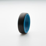 Carbon Fiber Glow Ring // Black + Blue (5.5)