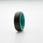 Carbon Fiber Glow Ring // Black + Teal (8.5)