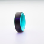 Carbon Fiber Glow Ring // Black + Teal (7.5)