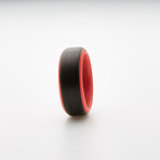 Carbon Fiber Glow Ring // Black + Red (6.5)