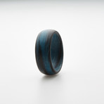 Carbon Fiber Marbled Glow Ring // Black + Blue (6.5)