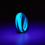 Carbon Fiber Marbled Glow Ring // Black + Blue (8)