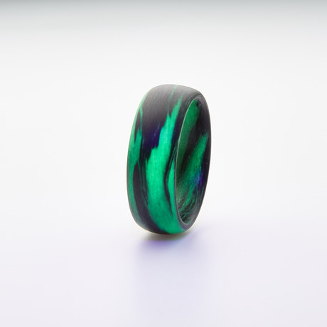 Carbon Fiber Marbled Glow Ring // Black + Green (5)