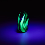 Carbon Fiber Marbled Glow Ring // Black + Green (6.5)
