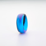 Carbon Fiber Marbled Glow Ring // Black + Purple + Blue (6.5)