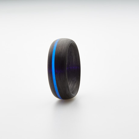 Carbon Fiber Ring // Blue Glow Inlay // Black + Blue (5)