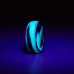 Carbon Fiber Marbled Glow Ring // Black + Teal (6.5)