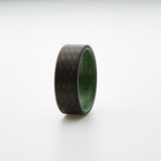 Carbon Fiber Twill Ring // Black + Green (6.5)