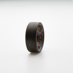 Carbon Fiber Unidirectional Ring // Multi-Color Sparkle Inlay (5.5)