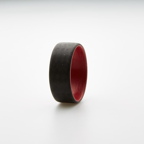 Carbon Fiber Twill Ring // Black + Red (5)