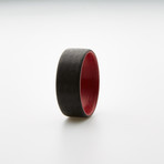 Carbon Fiber Twill Ring // Black + Red (8.5)