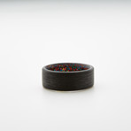 Carbon Fiber Unidirectional Ring // Multi-Color Sparkle Inlay (7.5)